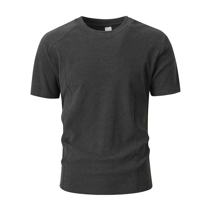 Solid-color Patchwork Sleeve Cuffs Short-sleeve Men's T-shirt Top