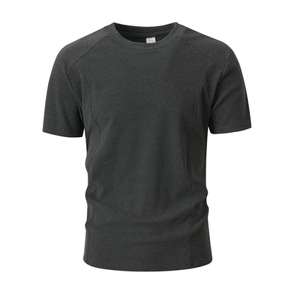 Solid-color Patchwork Sleeve Cuffs Short-sleeve Men's T-shirt Top