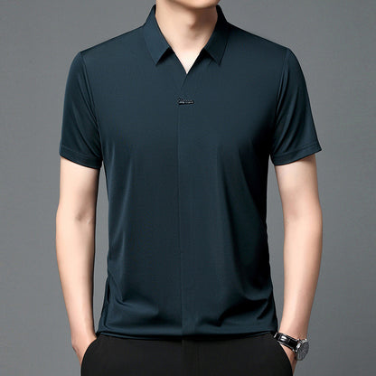 Ice Silk Short Sleeve Men's Fashion Casual Lapel