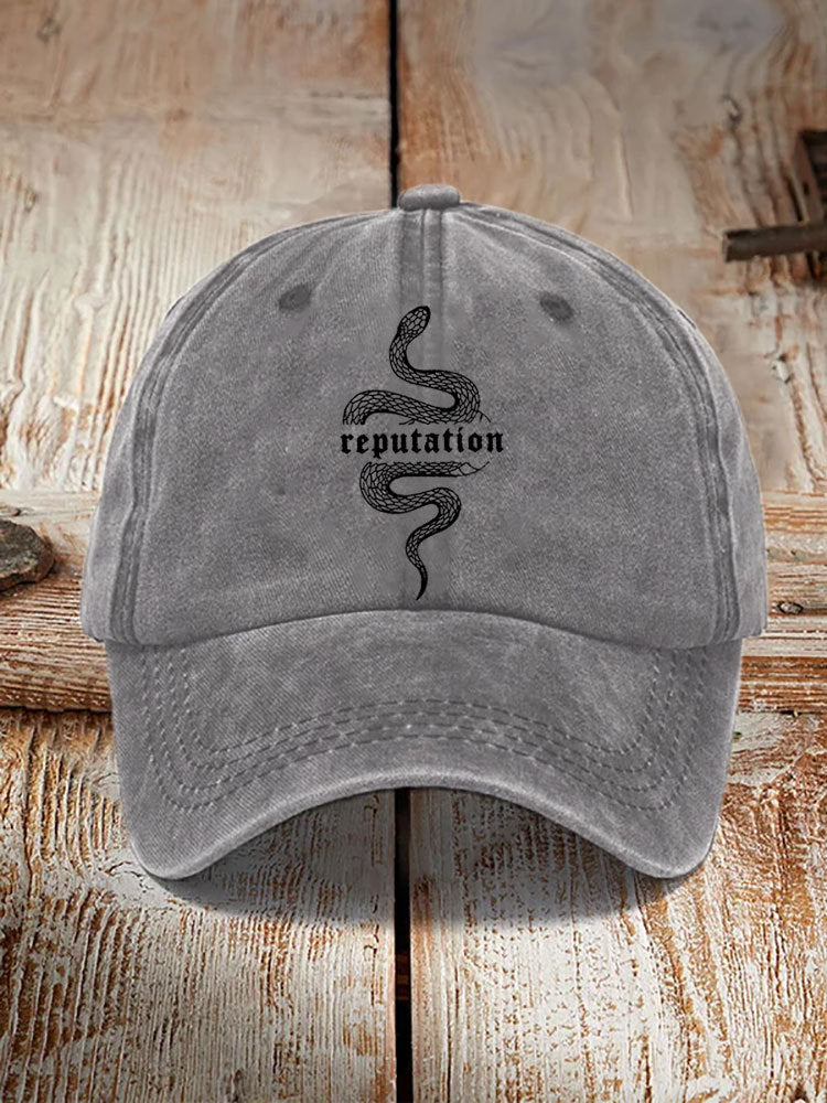 Washed Cotton Printed Hat Distressed Style Mens Vintage