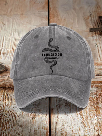 Washed Cotton Printed Hat Distressed Style Mens Vintage