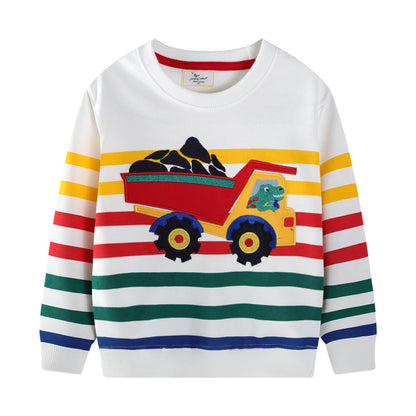 Excavator Cartoon Hoodie Boys' Sweatshirt