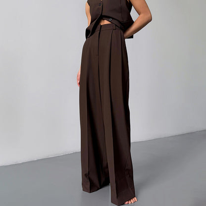 Draping Wide-leg Trousers Loose Suit Pants Straight
