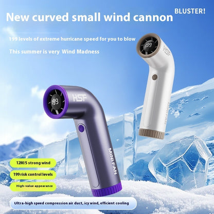 High-speed Portable Fan Little Turbine Digital Display Charging Long Endurance Portable Fan Rechargeable Strong Wind 199 Gear Speed Electric Adjustable Turbo Handheld Fan