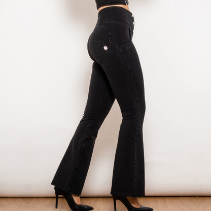 Shascullfites Melody Button Up Flared Jeans Butt Lift Jeans Push Up Jeans High Waisted Women's Denim Pants