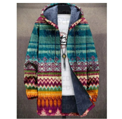 Men's 3D Personalized Printing Fashion Warm Hooded Jacket