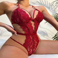 Lace Sexy Sleepwear Women's Slim Waist Jumpsuit