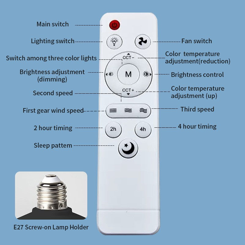 Modern Ceiling Fan With LED Light Remote Control Lighting E27 Bedroom Livingroom