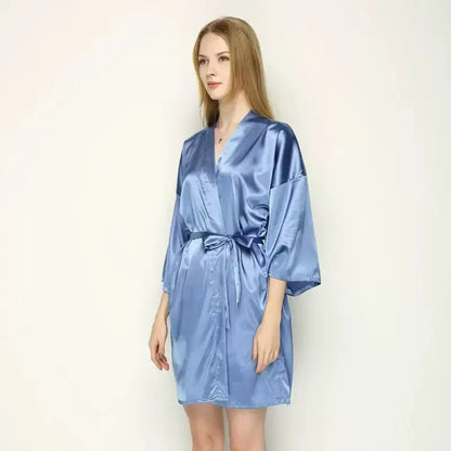 Custom Satin Wedding Bridesmaid Kimono Dressing Gown Bridesmaid Robes Soft Satin & Personalized Wedding/Bachelorette Party Robes