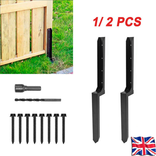 1  2PCS Heavy Duty Steel Fence Post Repair Stake Anchor Ground Spike 43 X 12x45cm