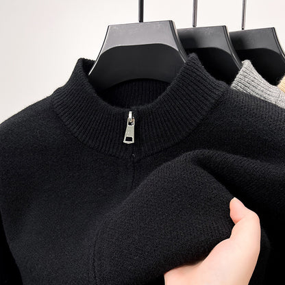 Men's High-end Stand Collar Knitted Zipper Cardigan Thickened