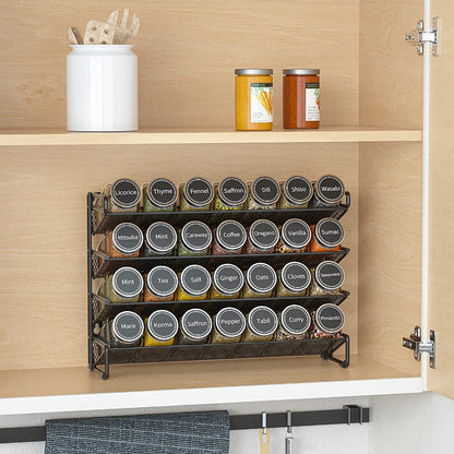4 Tiers Metal Spice Rack Kitchen Countertop Cupboard Spice Herb Jar Storage Shelf