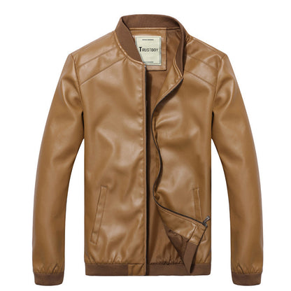 Mens Slim-Fit Stylish Leather Jacket In Korean Style