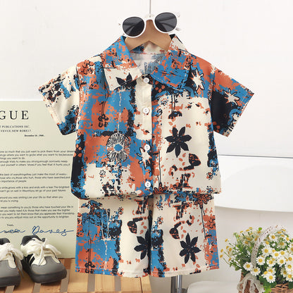 Childrens Set New Style Short-sleeve Shirt And Shorts