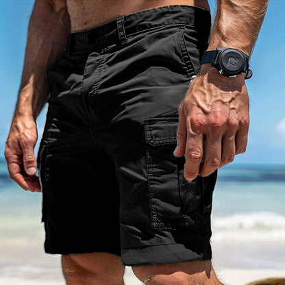 Men's Cargo Shorts Summer Multi-Pocket Button Zipper Pants With Pockers Fashion Beach Pants
