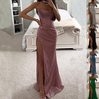 Sexy Split Suspender Dress Fashion Evening Party Slim V-neck Long Dresses Summer Clothing For Women