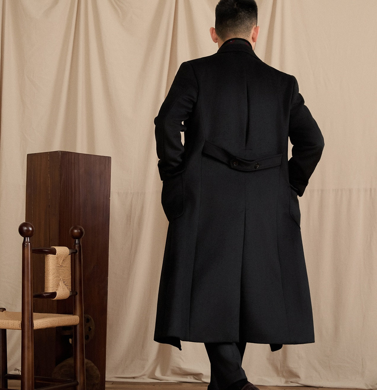 Mens Warm, Knee-Length, Retro, Slim-Fit, Thick Coat