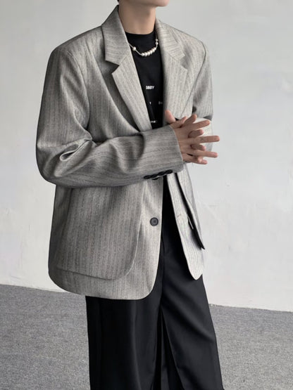 Men's Elegant Striped Faux Two-piece Blazers