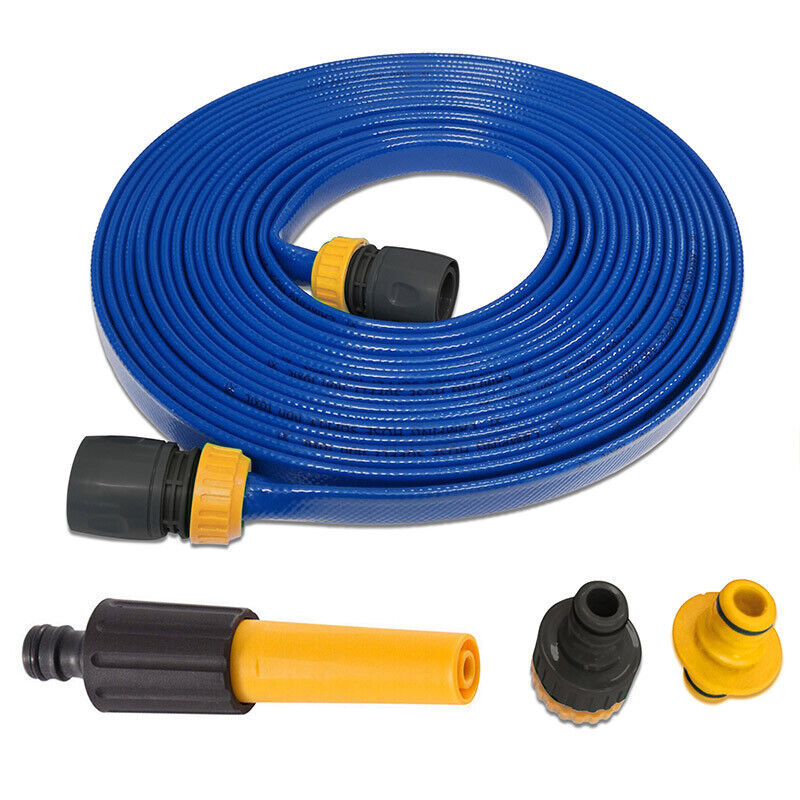 15M Flat Food Grade Water Hose Pipe  Connector For Caravan, Motorhome  Boat UK