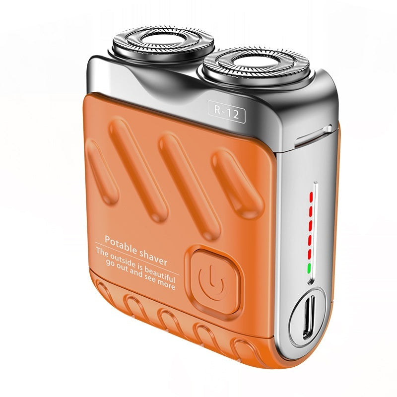 Portable Rotary Dual Ring Electric Shaver Men Travel Mini Shaver Double Floating Magnetic Blade Head Rechargeable Pocket Razors