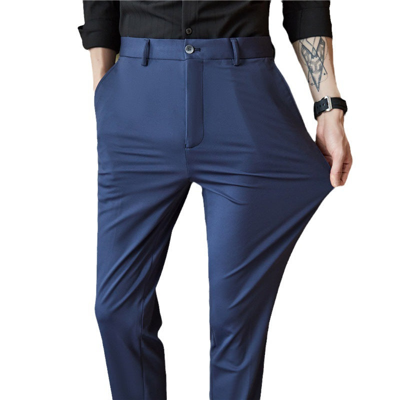 Mens Casual Solid-color Slim-fit Pants