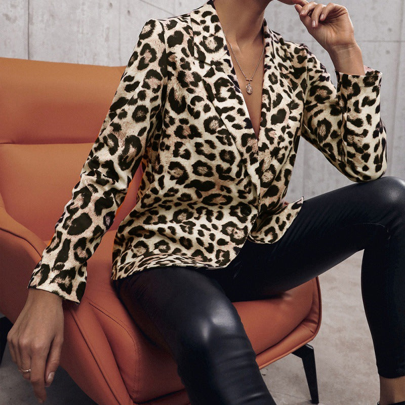 Leopard Print Single-breasted Casual Jacket