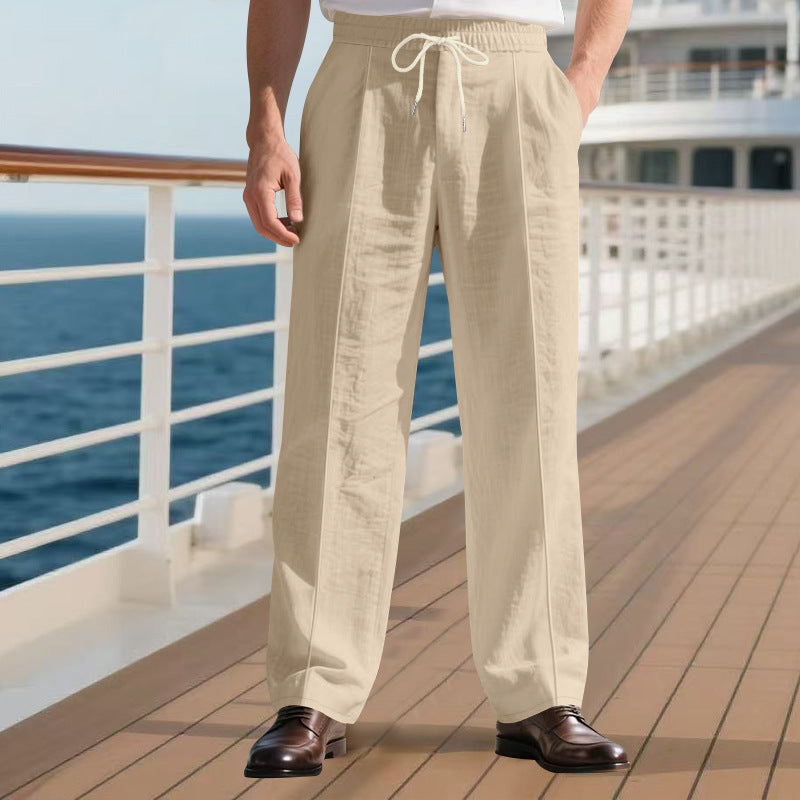 Loose Breathable Linen Leisure Men's Simplicity Trendy Loose Beach Pants