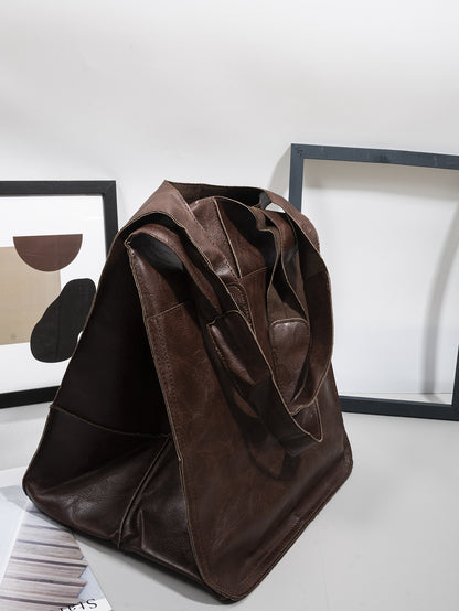 Vintage Large Capacity Handbags PU Soft Leather Big Bag Designer Luxury Women Shoulder Bag Beach On Vacation Woman Tote Bag