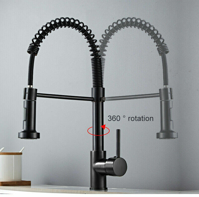 Modern Kitchen Pull Out Mixer Tap Dual Spout Spray Monobloc Sink Chrome Faucet
