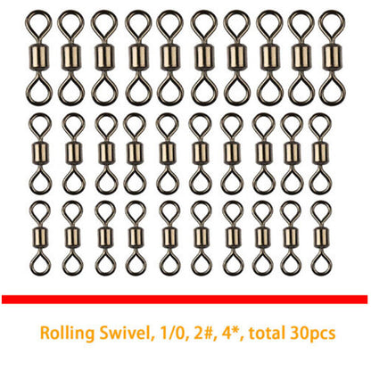 160pcs Carp Fishing Tackle Accessories Kit Lead Clips Carp Swivels Hooks Beads