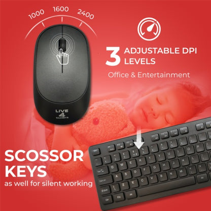 2.4GHz Wireless Keyboard And Mouse Set UK USB Dongle For PC Laptop Full-Size NEW