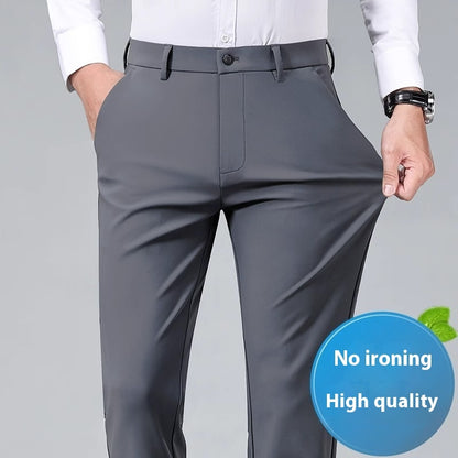 Summer Ice Silk Thin Non-ironing Men's Business Casual Pants