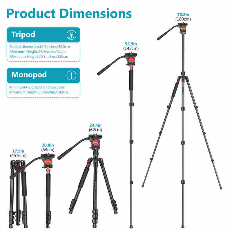 Hydraulic PTZ Tripod N555 Aluminum Alloy