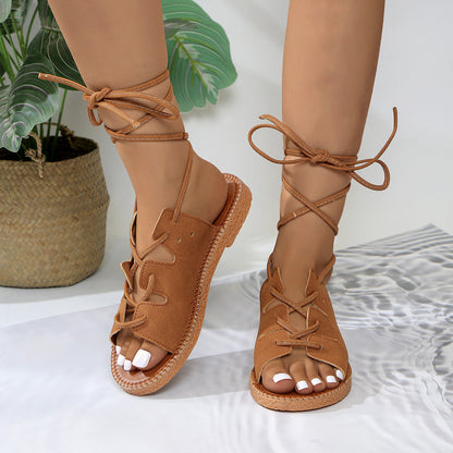 Summer New Plus Size Light Bottom Hemp Rope Lace-up Sandals For Women