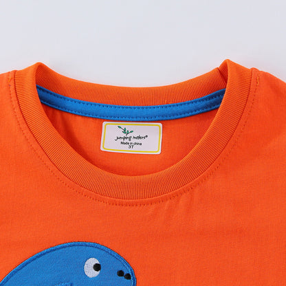 Dinosaur Embroidery Pattern T-Shirt Knitted Top