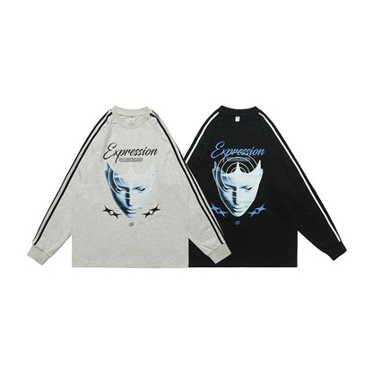 Heavy Pure Cotton Portrait Letter Printed Loose Long Sleeves