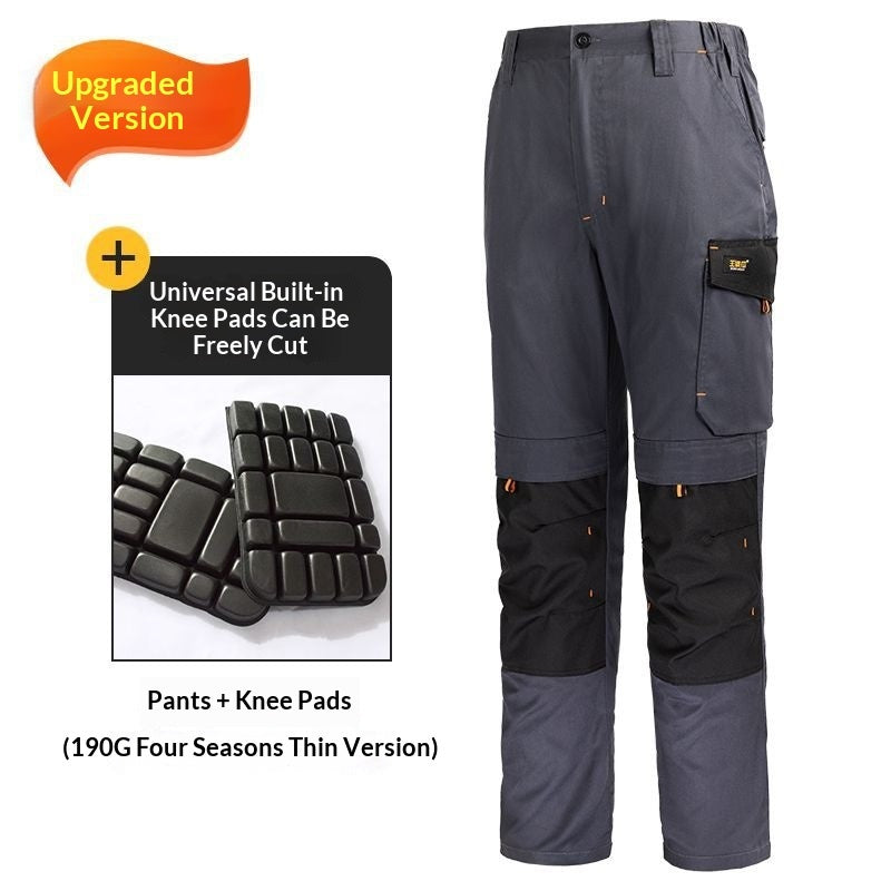 Abrasion-resistant, Multi-pocket Loose-fit Work Pants With Reflective Strips For Electricians And Mechanics