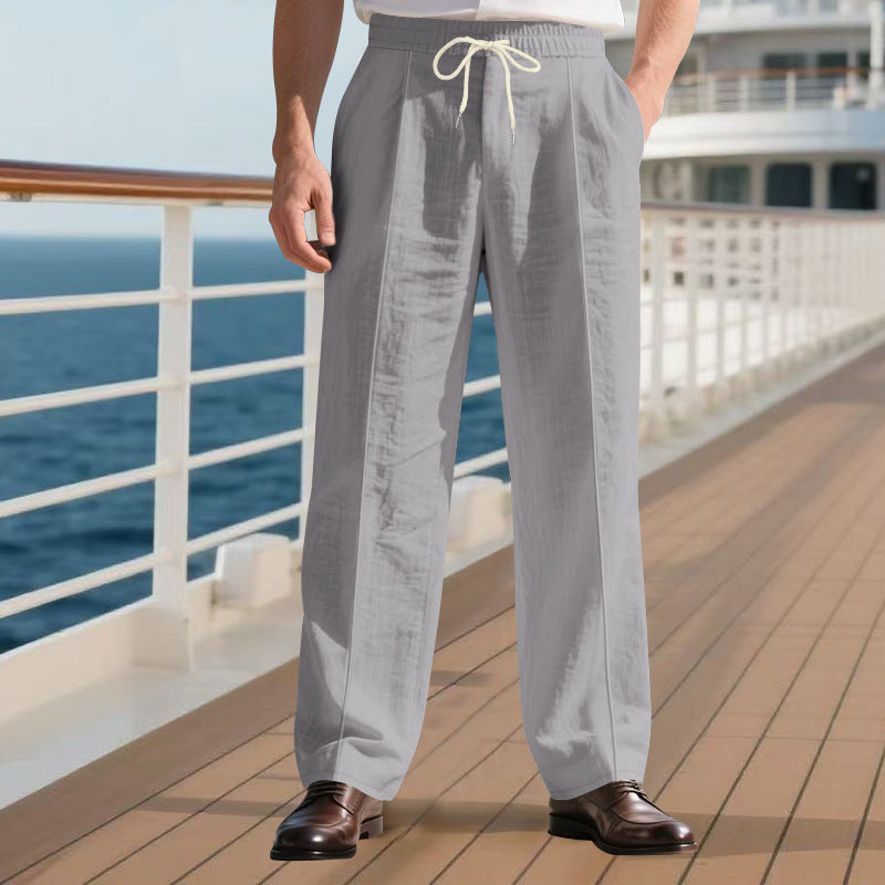 Loose Breathable Linen Leisure Men's Simplicity Trendy Loose Beach Pants
