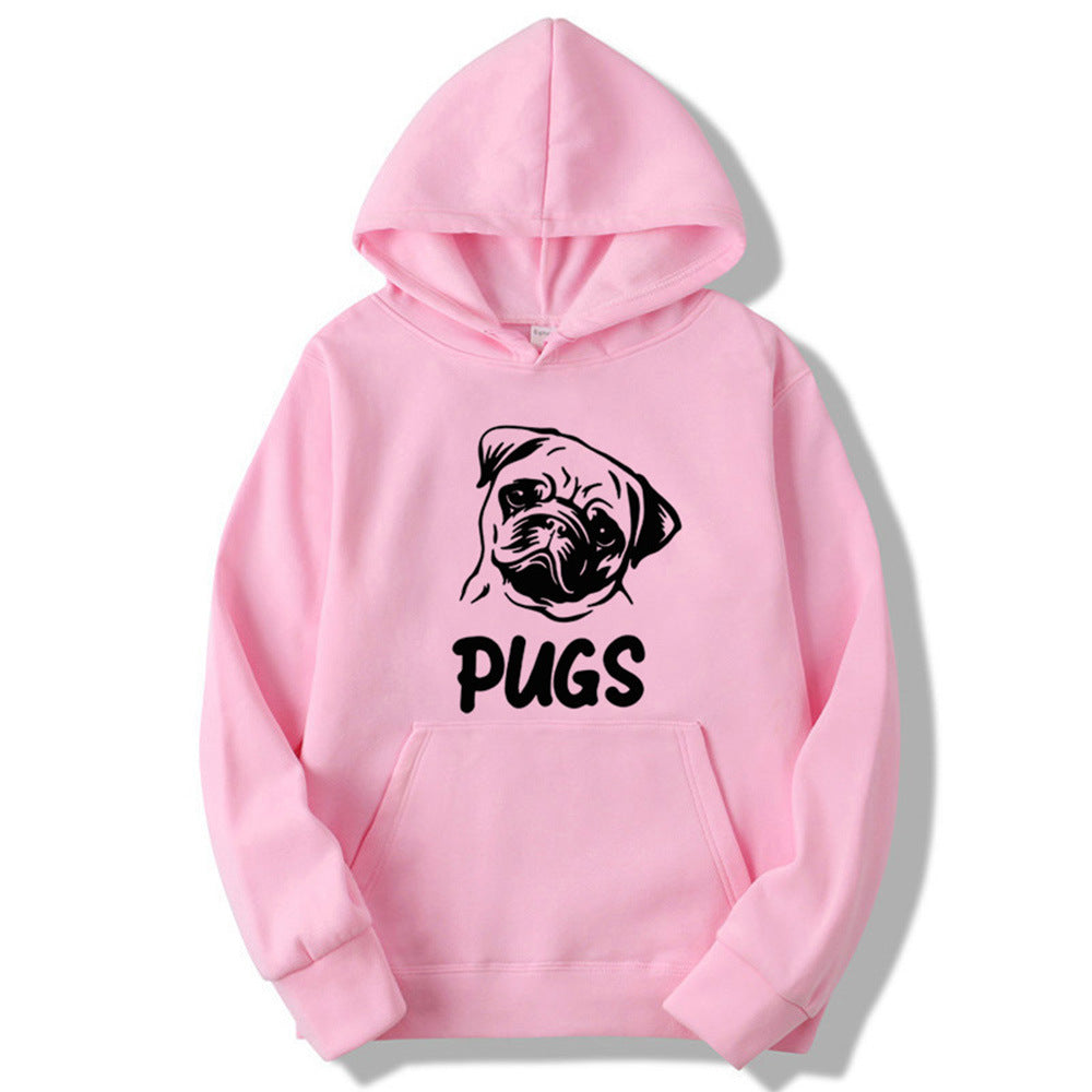 Hip Hop Pug Printed Sweater Men's And Women's Hoodies