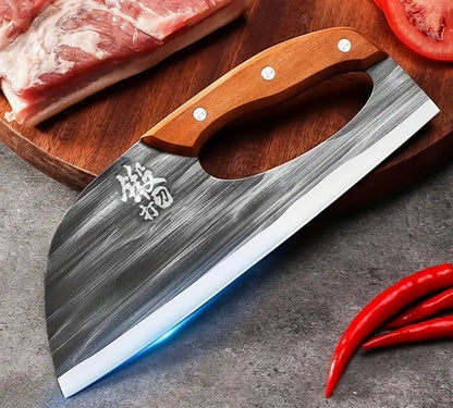 1pc Hand Forged Bone Cutter Kitchen Knife - Sharp Lightweight Dual-Use Slicer For Women - High-Carbon Stainless Steel, Ergonomic Handle, Easy To Clean, And Durable