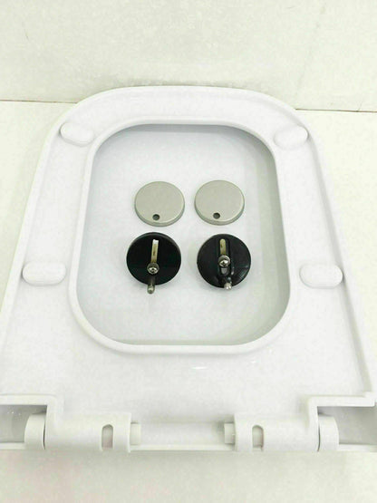 Luxury Square Toilet Seat Heavy Duty White Soft Close Top Quick Release Hinges