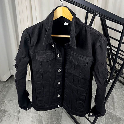 Mens Slim-Fit Black Ripped Beggar Jacket That Turns Heads On The Street