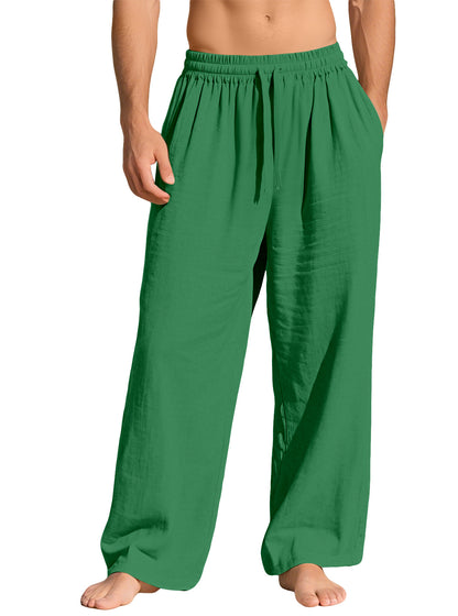 Pocketed Drawstring Solid-color Trendy Business Pants