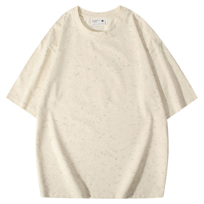Batik American Solona T-shirt 220g Washed Distressed T-shirt Loose Shoulder Round Neck