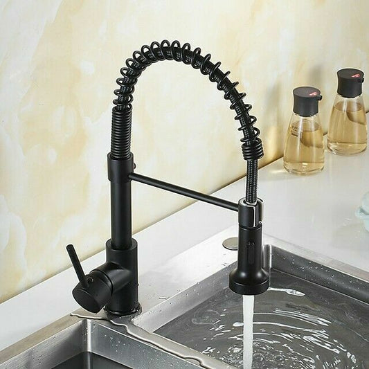 Modern Kitchen Pull Out Mixer Tap Dual Spout Spray Monobloc Sink Chrome Faucet
