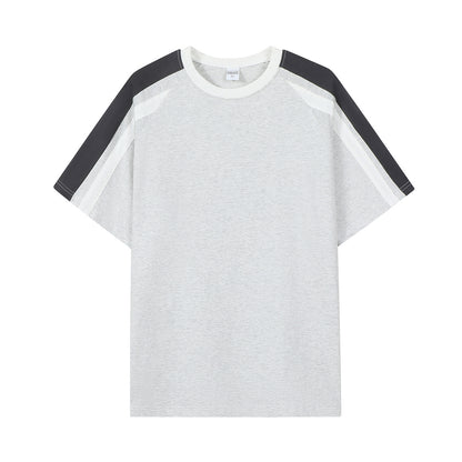 American-style Retro Contrast Color Pull-up Design Short-sleeved T-shirt