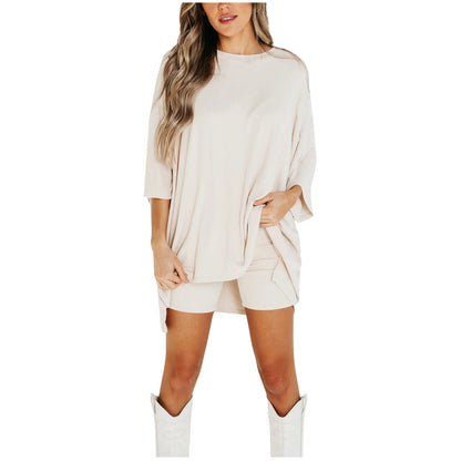 Summer Shorts Suit Fashion Loose Short-sleeved T-shirt And Slim Tight Pants Women's Clothing
