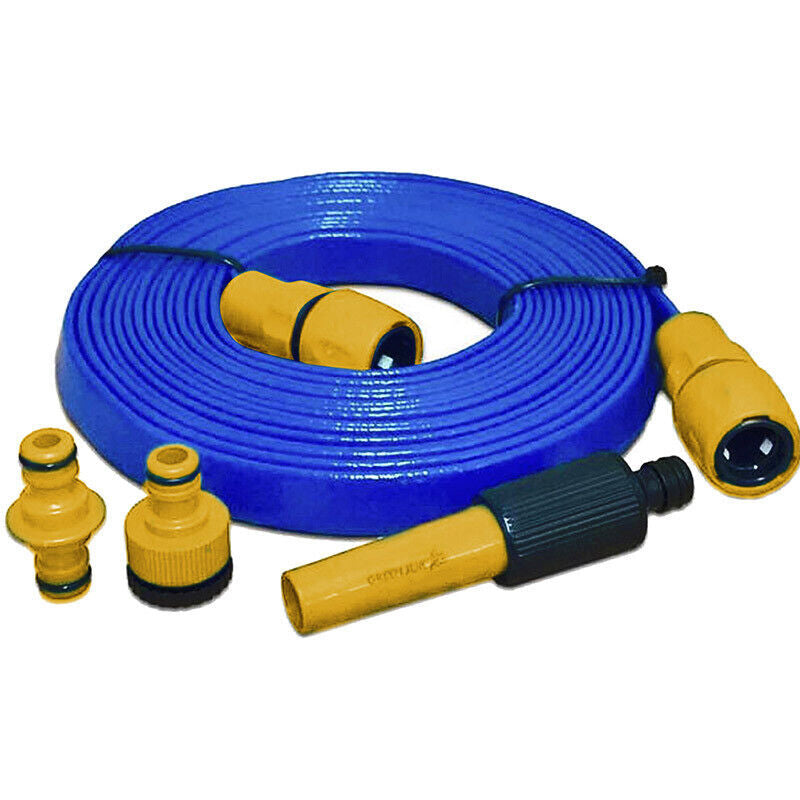 15M Flat Food Grade Water Hose Pipe  Connector For Caravan, Motorhome  Boat UK