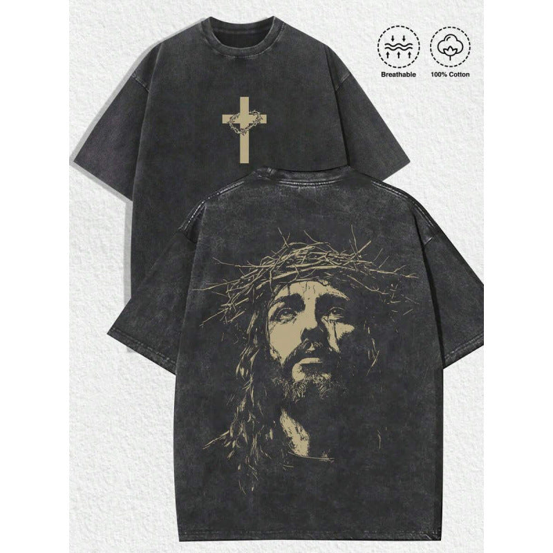 1 PC Religious With Crown Of Thorns Graphic Tee Featuring