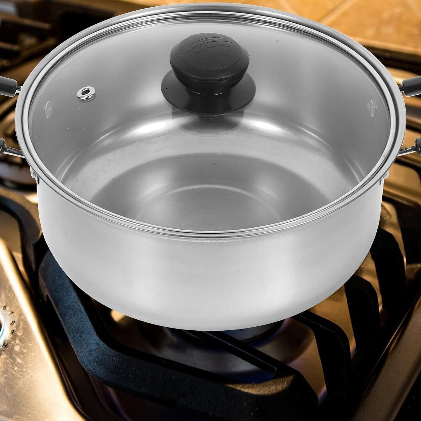 5PCS Stainless Steel Saucepan Induction Cooking Pot Cooker Cookware Kitchen